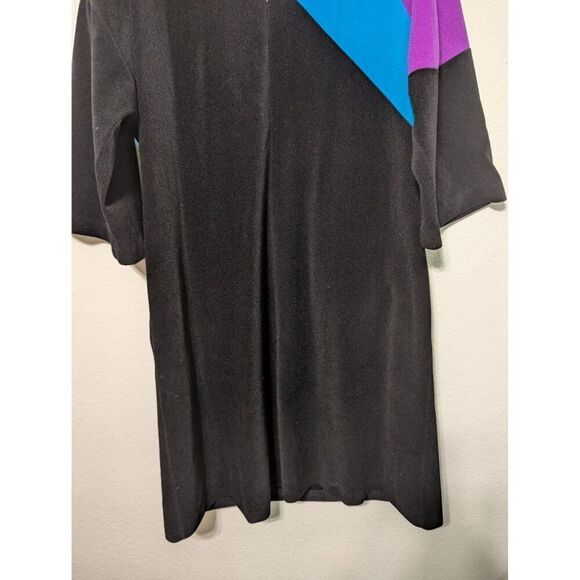 VTG Vanity Fair Color Block Black Zip Velour Robe House Coat Dressing Gown No Sz - Picture 7 of 11